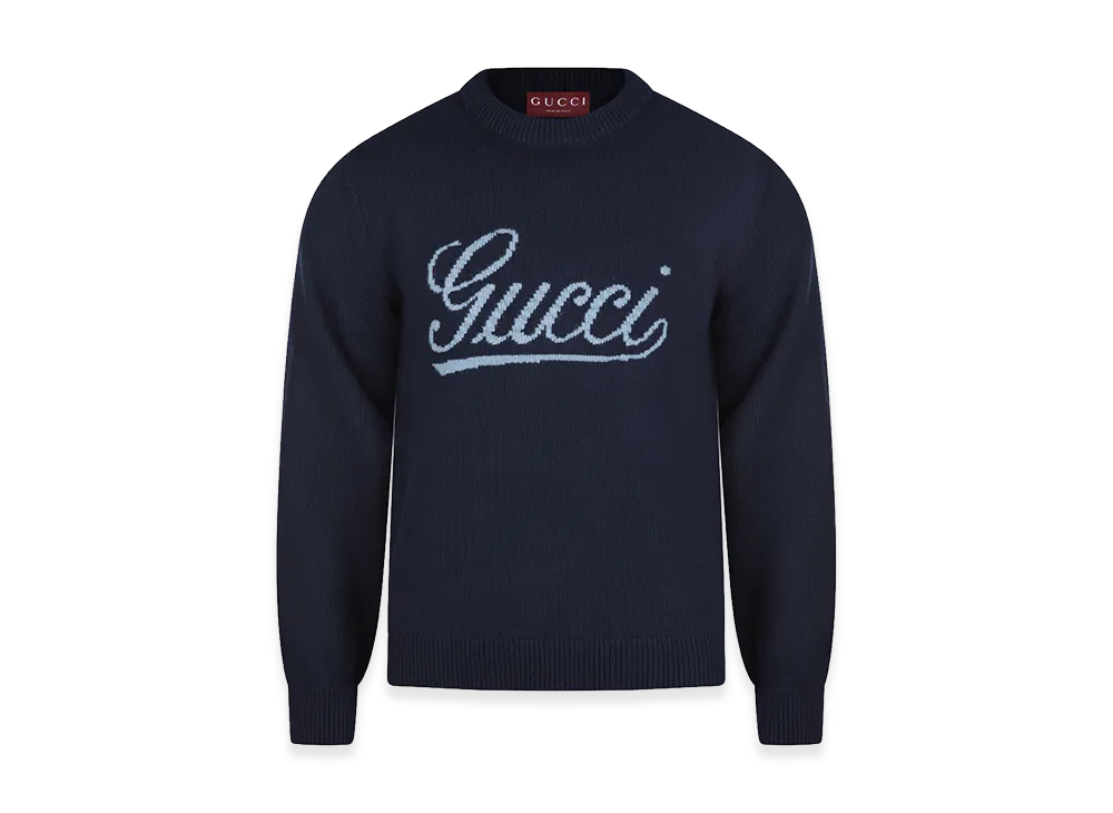 GUCCI Logo Intarsia Sweater "Blue"