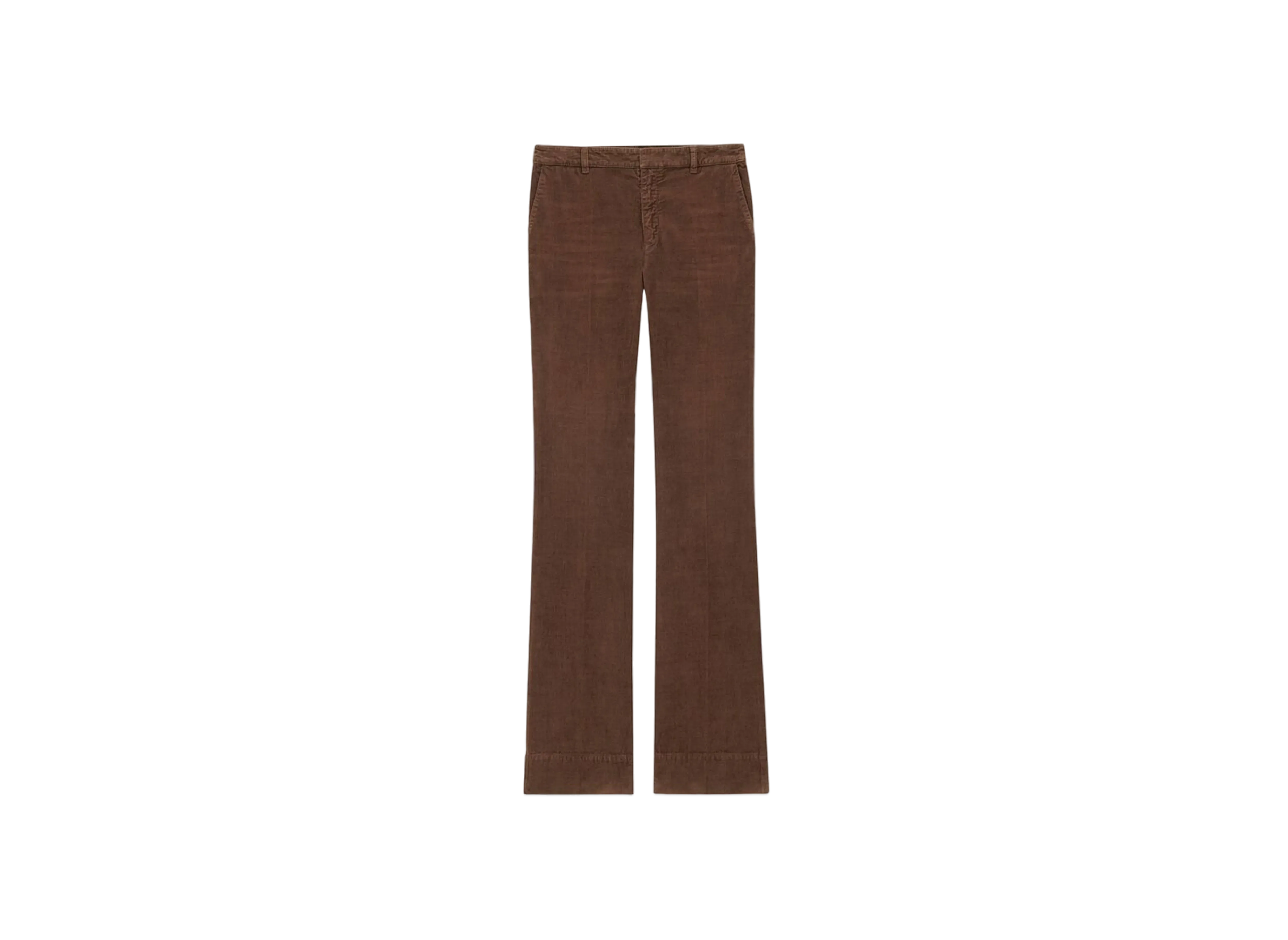 Saint Laurent Women's Bootcut Pants in Corduroy "Brown"