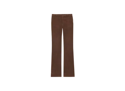 Saint Laurent Women's Bootcut Pants in Corduroy "Brown"