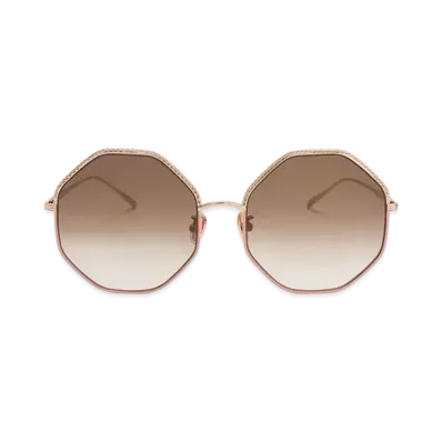 CHARLES & KEITH Hexagonal Wire Frame Sunglasses "Pink"
