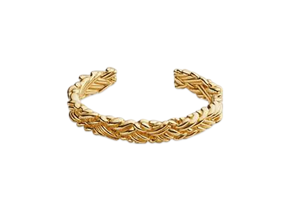 Bottega Veneta Intreccio Thin Cuff Bracelet "Yellow Gold"