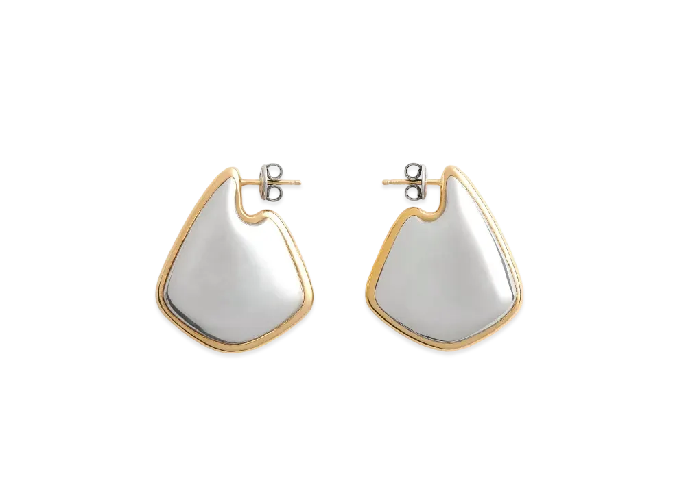 Bottega Veneta Small Fin Earrings "Silver/Yellow Gold"