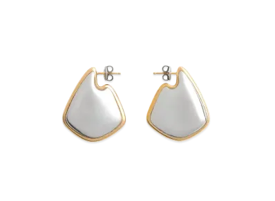 Bottega Veneta Small Fin Earrings "Silver/Yellow Gold"