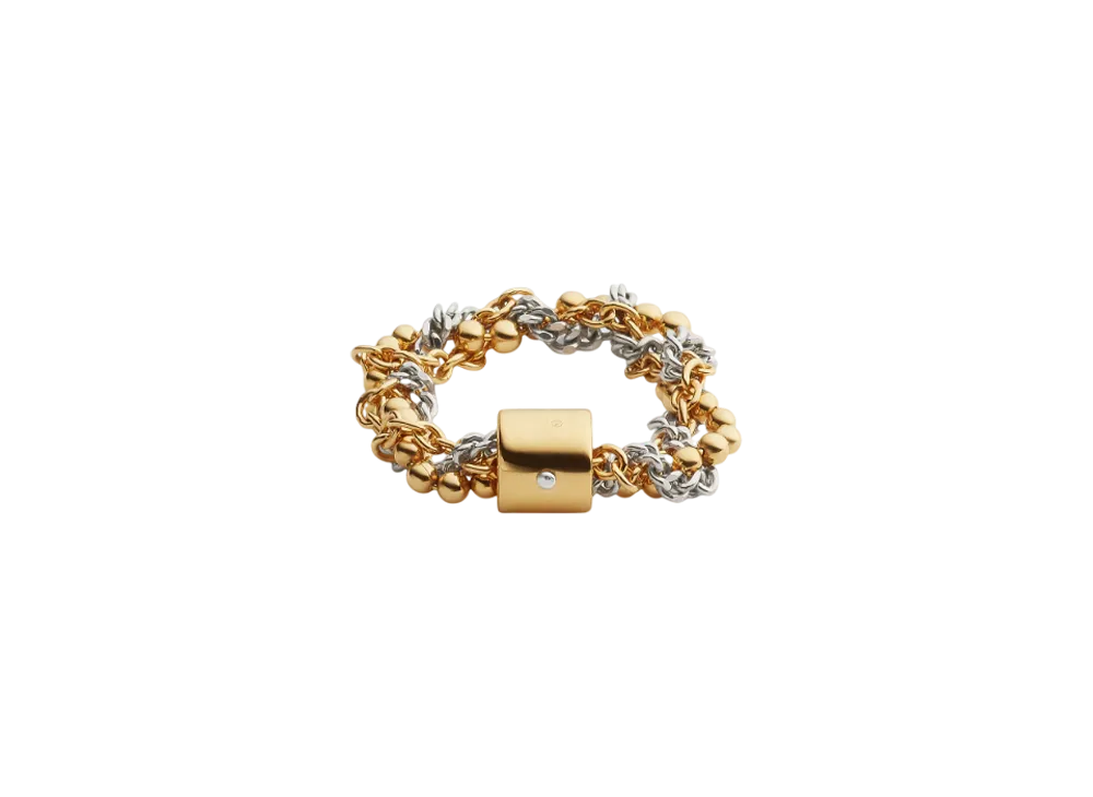 Bottega Veneta Braid Ring "Silver/Yellow Gold"