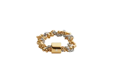 Bottega Veneta Braid Ring "Silver/Yellow Gold"