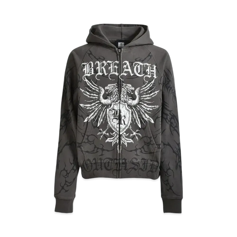 BREATH Twin Head Logo Zip Up Hoodie "Black"
