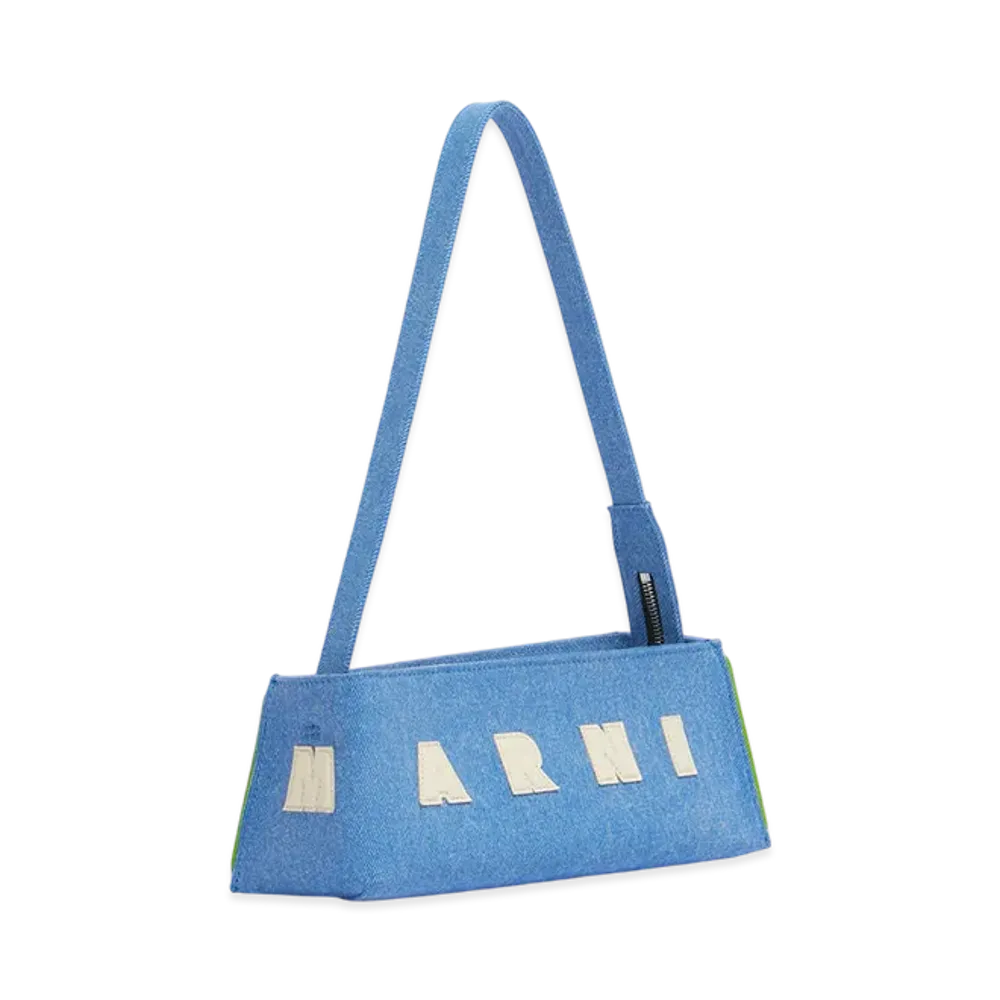 MARNI Denim Museo Baguette Bag "Cobalt"