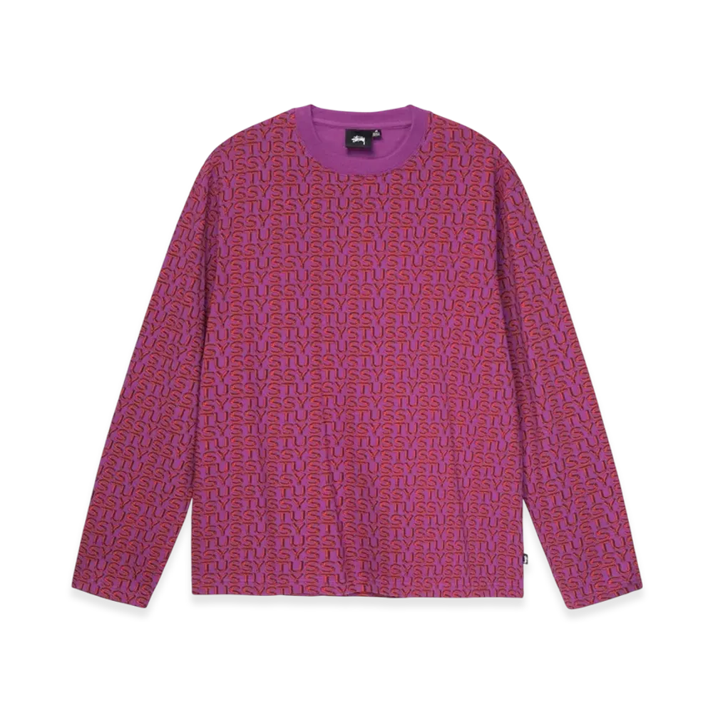 Stussy Letter Stripe LS Crew "Berry"