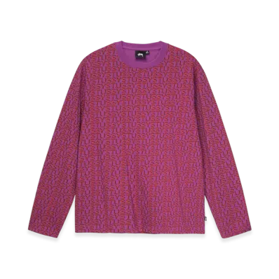 Stussy Letter Stripe LS Crew "Berry"