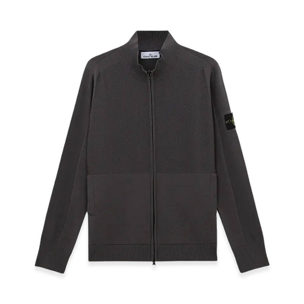 Stone Island 504A4 Stretch RWS Wool Cardigan with Two Way Zipper - 24FW "Lead Grey"