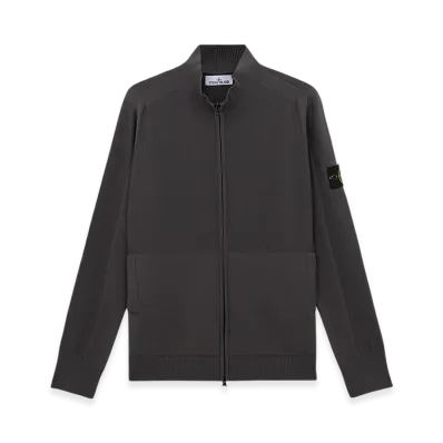 Stone Island 504A4 Stretch RWS Wool Cardigan with Two Way Zipper - 24FW "Lead Grey"