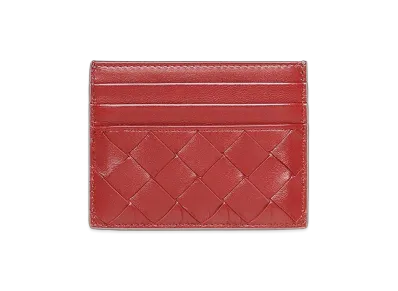 Bottega Veneta Women's Braided Credit Card Holder "Red"