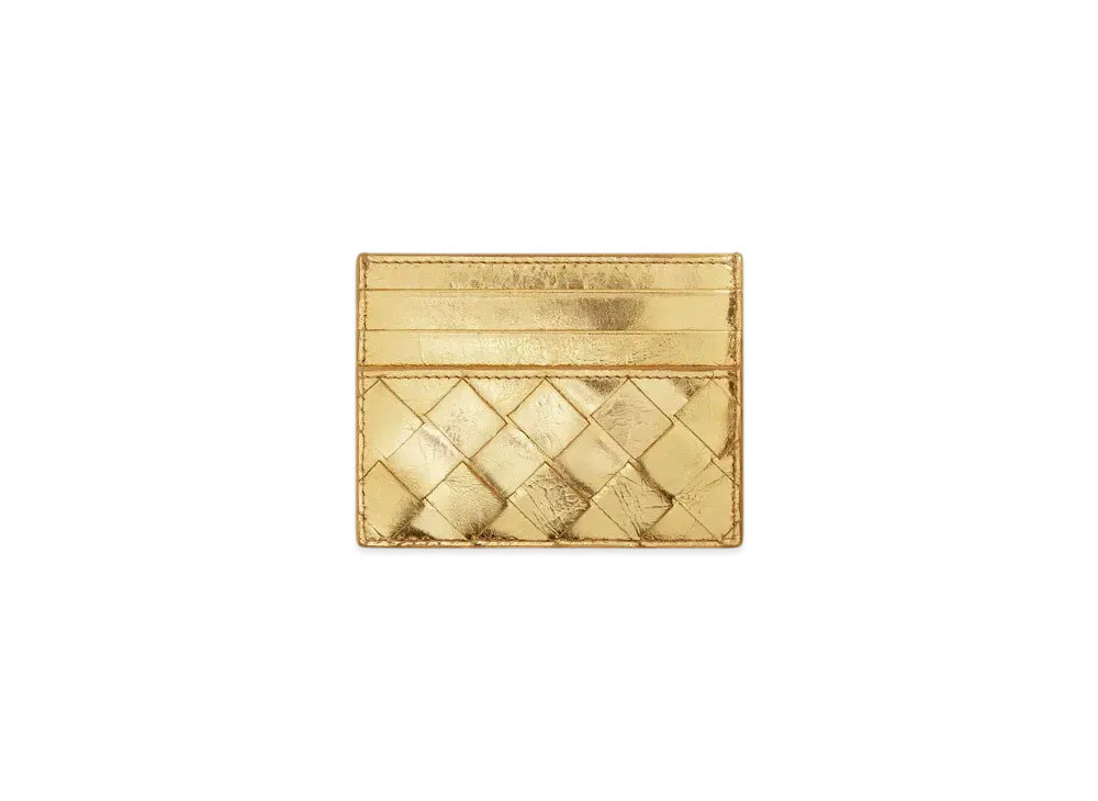 Bottega Veneta Intrecciato Credit Card Case "Gold"