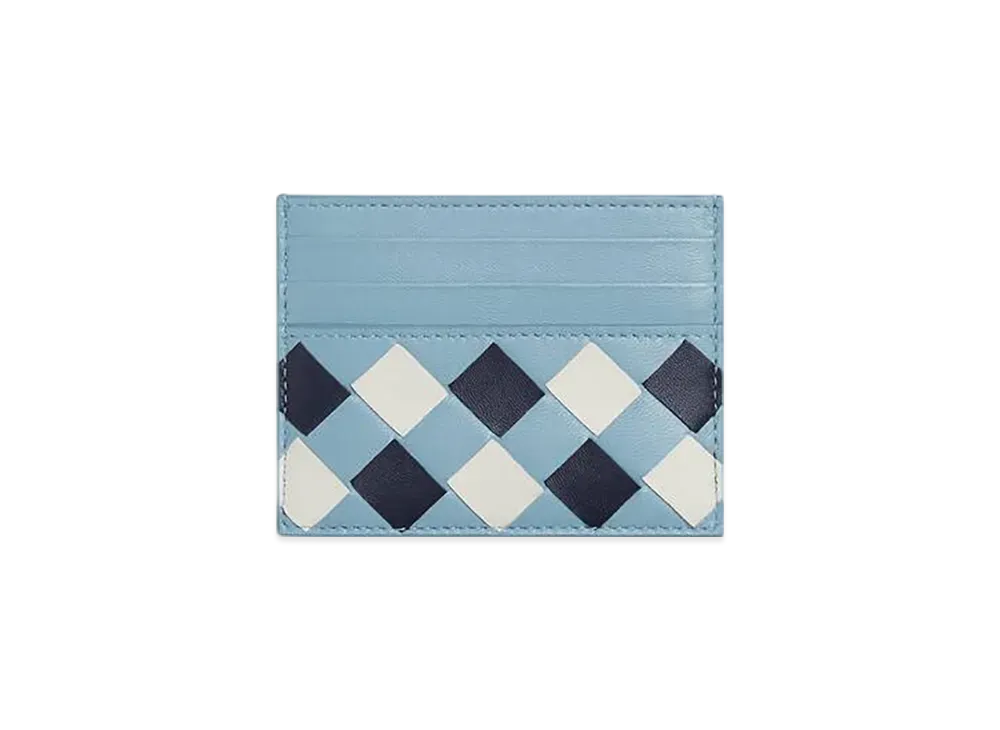 Bottega Veneta Intrecciato Credit Card Case "Abyss/Ice/White"