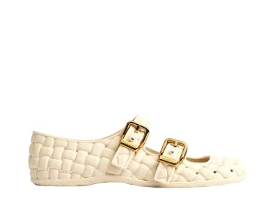 Bottega Veneta Women's Amy Mary-Jane Ballerina "Sea Salt "