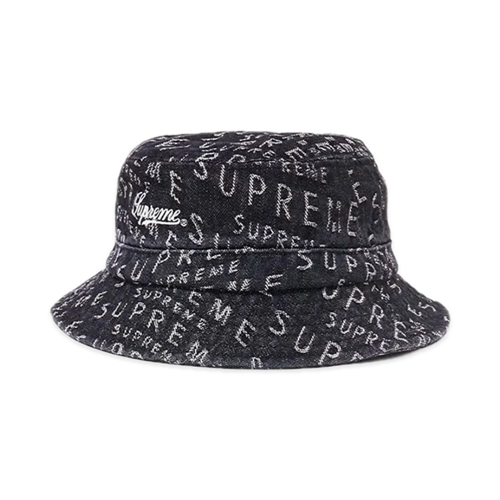 Supreme Warp Jacquard Logos Denim Crusher "Black"