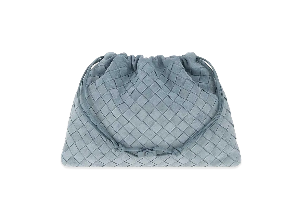 Bottega Veneta Women's Pastel Suede Medium Clutch "Light Blue"