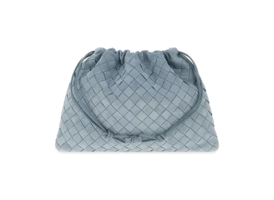 Bottega Veneta Women's Pastel Suede Medium Clutch "Light Blue"