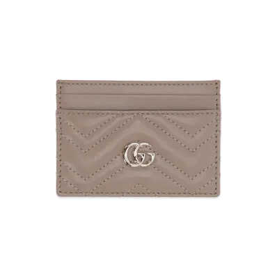 GUCCI Women's Leather GG Marmont Card Holder "Beige"