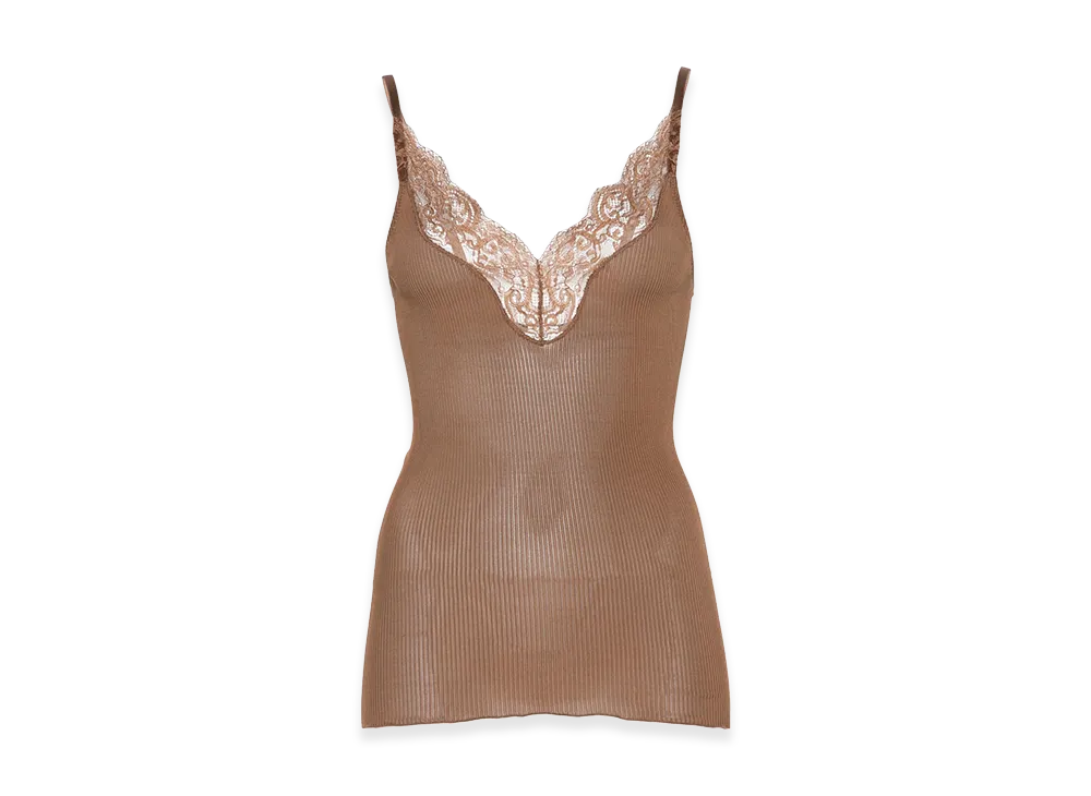 Saint Laurent Women's Silk Tank Top "Brown"
