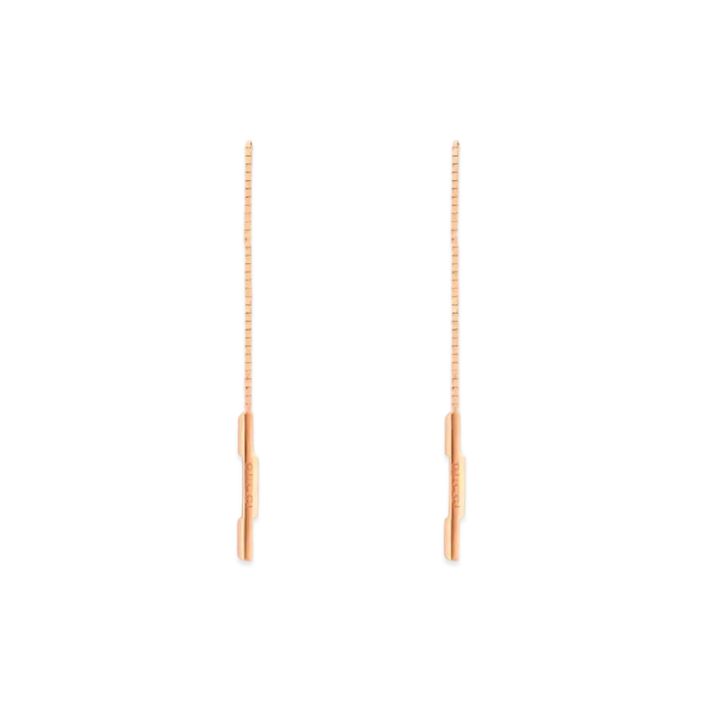 GUCCI Link To Love Chain Earrings With Gucci Bar "Pink"