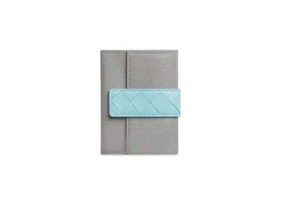 Bottega Veneta Tag Tri-Fold Zip Wallet "Sterling/Zenith/Dark Praline"