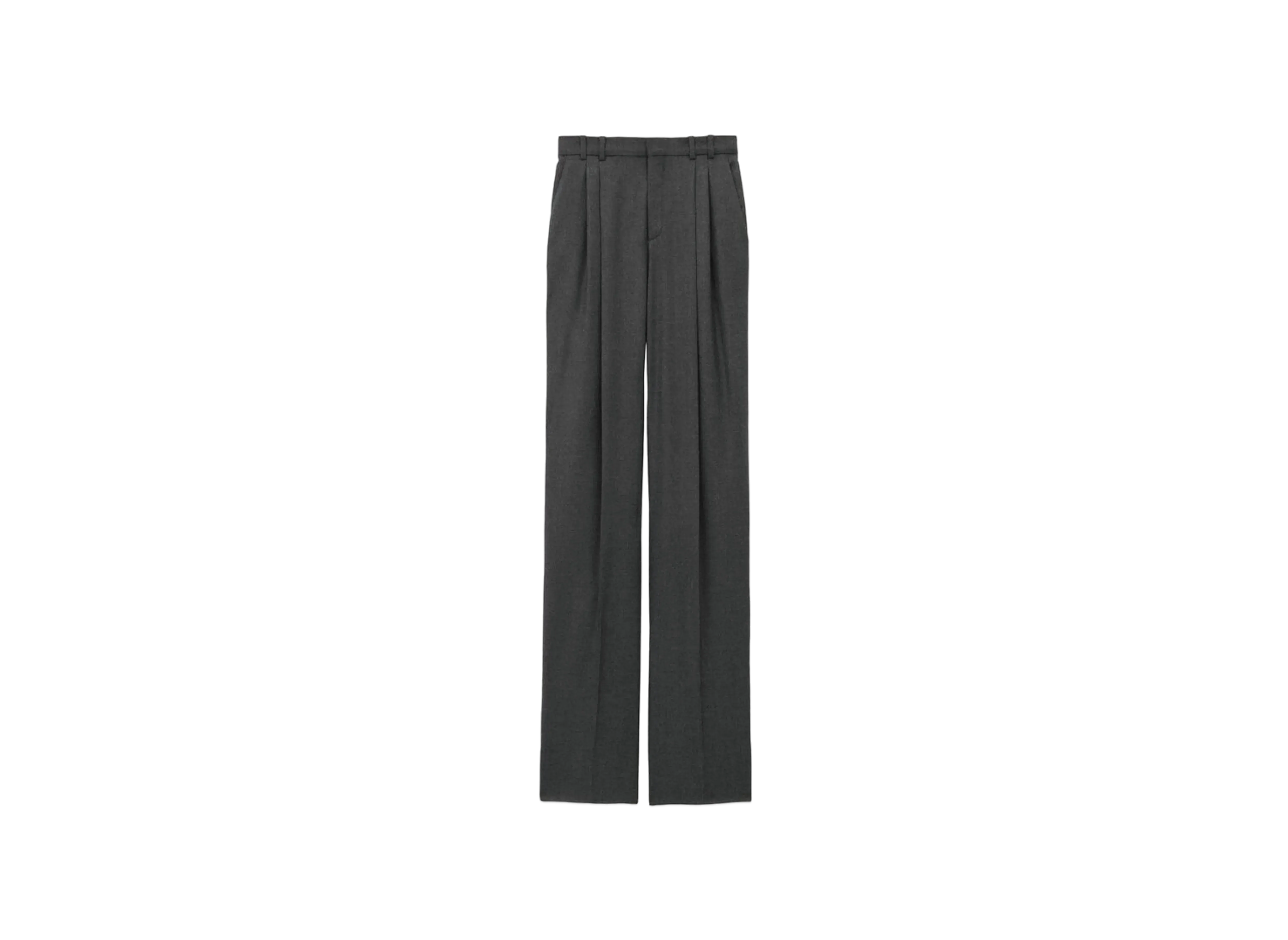 Saint Laurent Women's Wide-Leg Pants in Cashmere "Anthracite"
