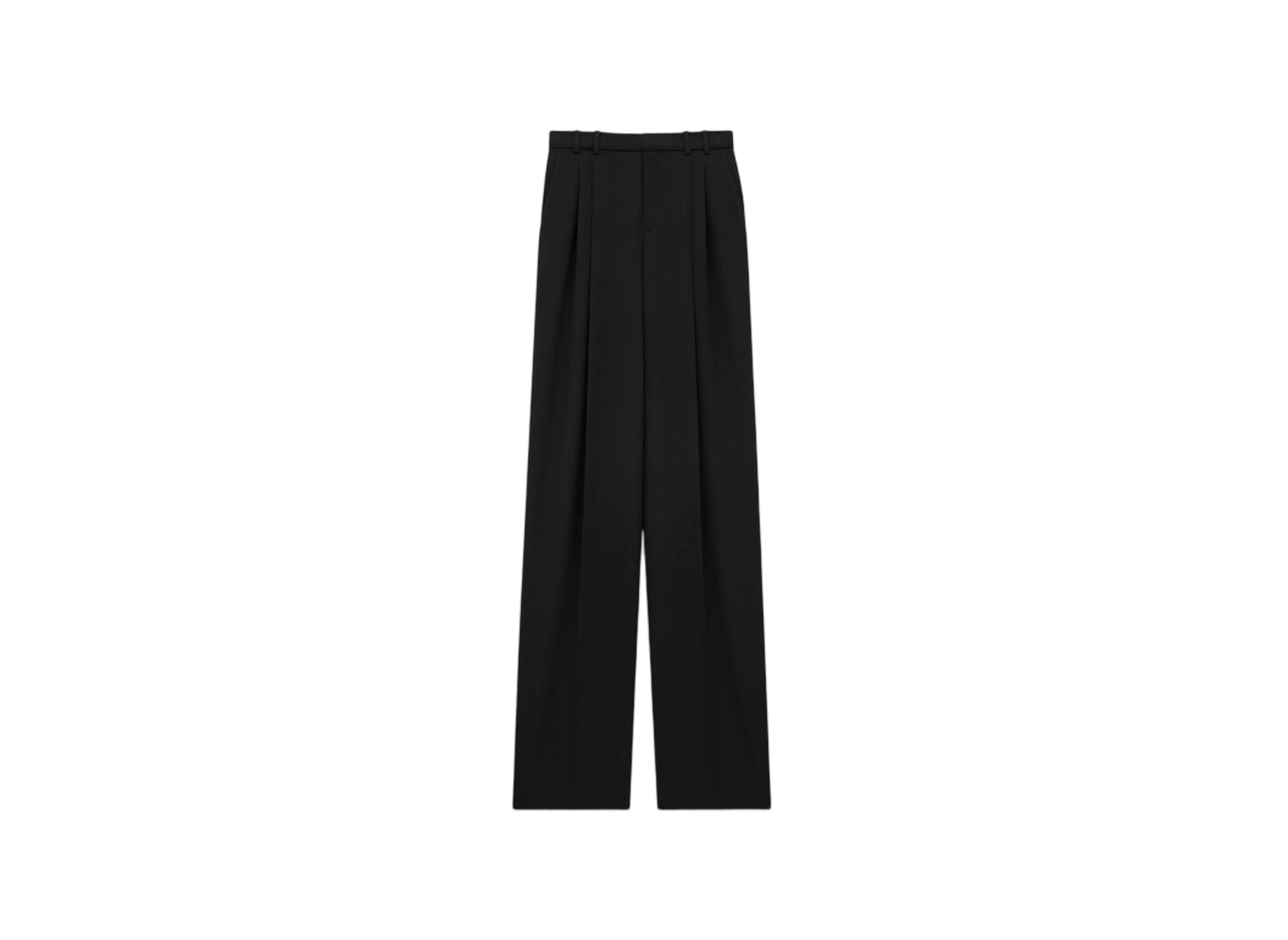 Saint Laurent Women's Wide-Leg Pants in Grain de Poudre "Black"