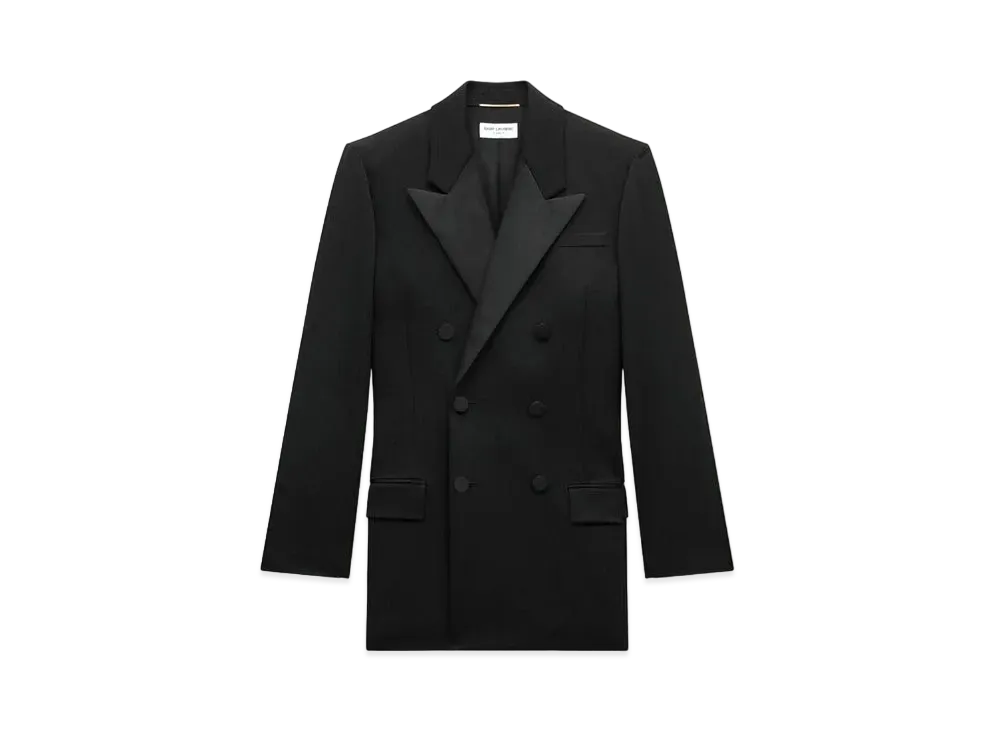 Saint Laurent Women's Tuxedo Jacket in Grain de Poudre "Black"