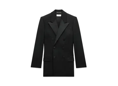 Saint Laurent Women's Tuxedo Jacket in Grain de Poudre "Black"