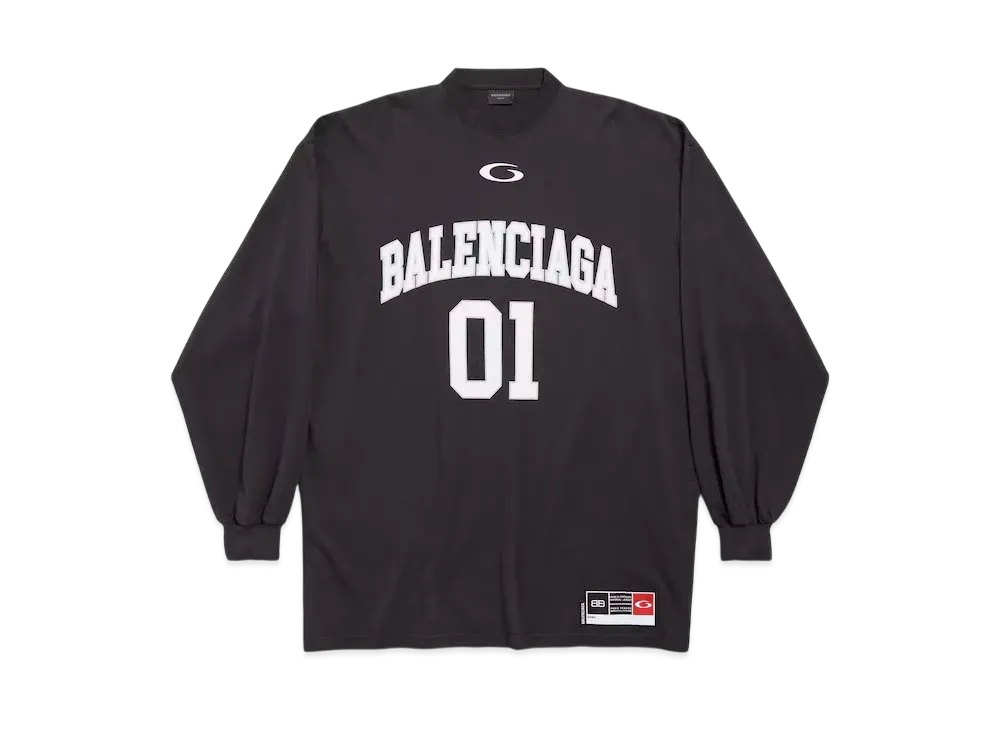 BALENCIAGA Men's Basketball Series Long Sleeve T-Shirt Large Fit "Black"