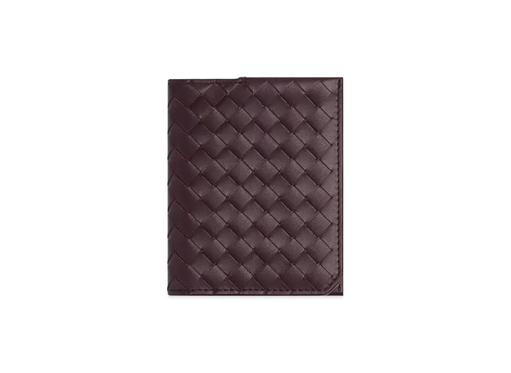 Bottega Veneta Intrecciato Piccolo Flap Card Case "Dark Barolo"