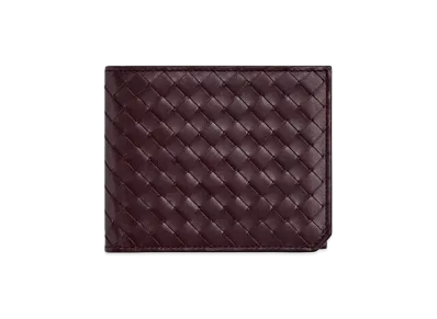 Bottega Veneta Intrecciato Piccolo Bi-fold Wallet "Dark Barolo"