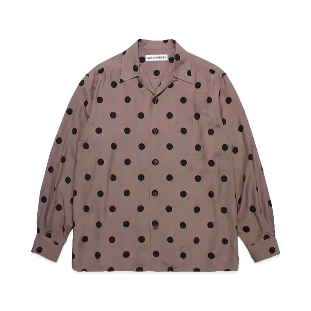 WACKO MARIA Dots Open Collar Shirt "Brown"