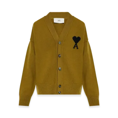 AMI PARIS Felt Cardigan "Bronze/Black"