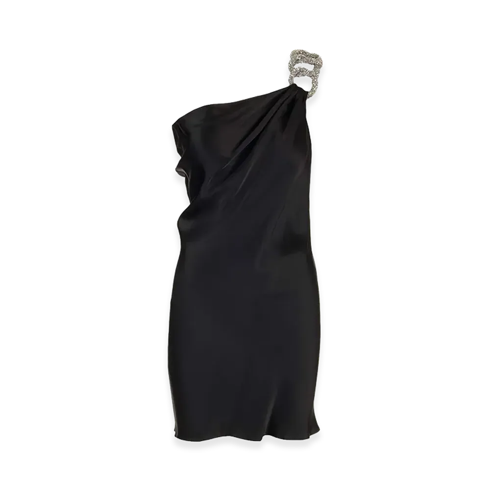 STELLA McCARTNEY Women's Falabella One-Shoulder Mini Dress "Black"