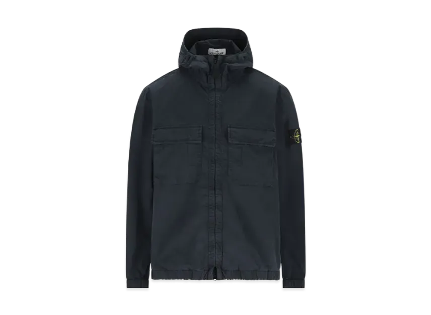 Hooded Jacket In Stretch Organic Cotton Twill