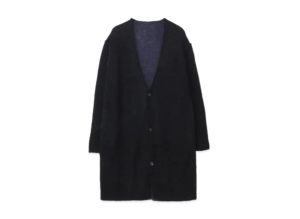Yohji Yamamoto Pour Homme 3G PLAIN STITCH RIB REVERSIBLE LONG CARDIGAN "Black"