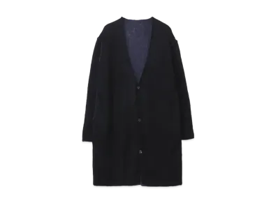 Yohji Yamamoto Pour Homme 3G PLAIN STITCH RIB REVERSIBLE LONG CARDIGAN "Black"