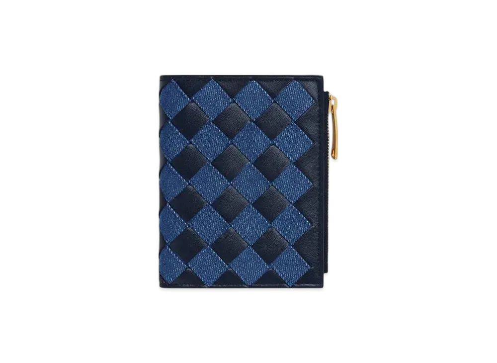 Bottega Veneta Intrecciato Small Bi-Fold Wallet "Abyss/Indigo"