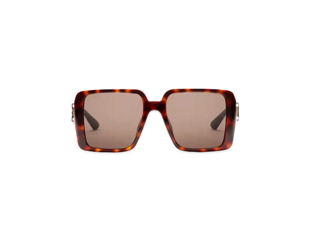 GUCCI Specialized Fit Square Sunglasses Interlocking G "Tortoise Shell"
