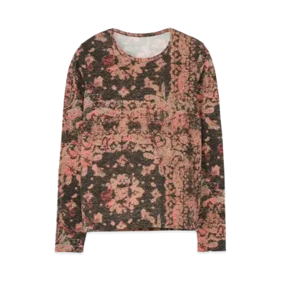 Yohji Yamamoto Y's TWISTED YARN JACQUARD PATTERN ROUND NECK LONG SLEEVE "Red"