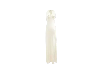 Saint Laurent Women's Halter Dress in Satin "Ivoire"