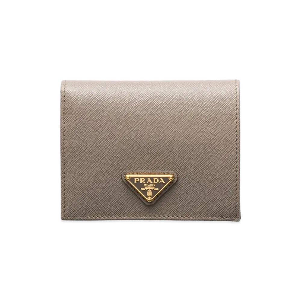 PRADA Saffiano Triangle Wallet "Clay Grey"