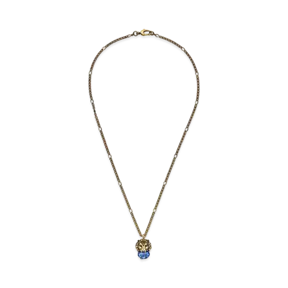 GUCCI Lion Head Necklace With Crystal "Gold"