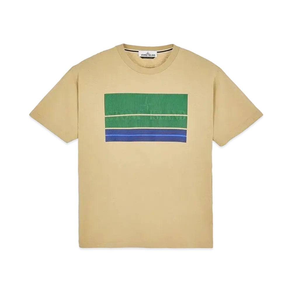 Stone Island 2NS90 COTTON JERSEY, 'LENTICULAR THREE' PRINT_SLIM FIT "Ibory"