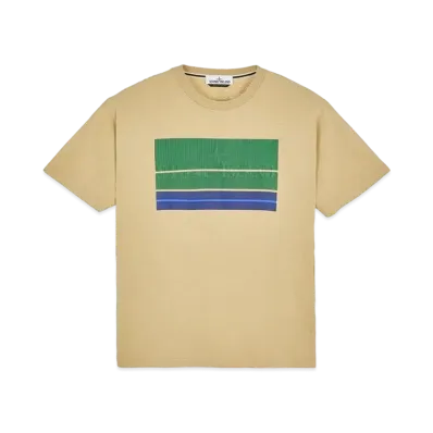 Stone Island 2NS90 COTTON JERSEY, 'LENTICULAR THREE' PRINT_SLIM FIT "Ibory"