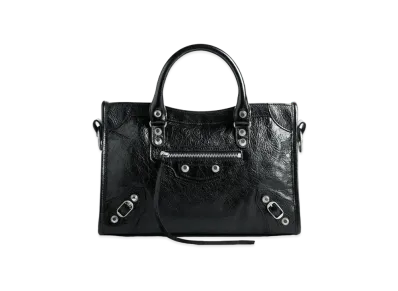 BALENCIAGA Le City Small Bag Arena Lambskin, Shiny Silver Hardware "Black"