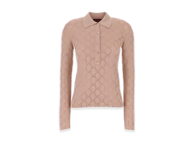 GUCCI Women's Antiqued Pink Wool Polo Shirt "Pink"
