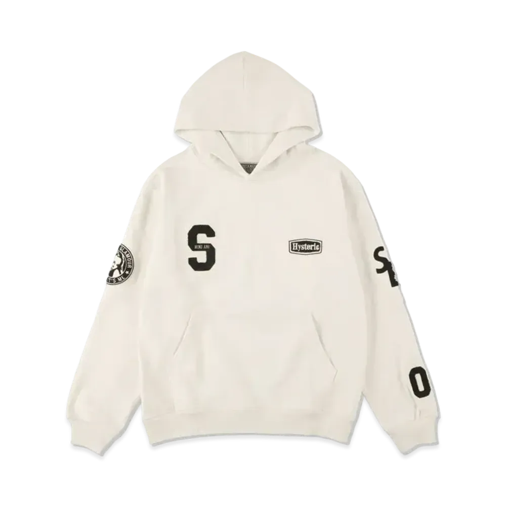 WIND AND SEA x HYSTERIC GLAMOUR Varsity Hoodie "White"